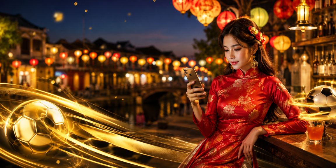 Người chơi theo dõi và đặt cược thể thao tại Hội An trong trang phục truyền thống